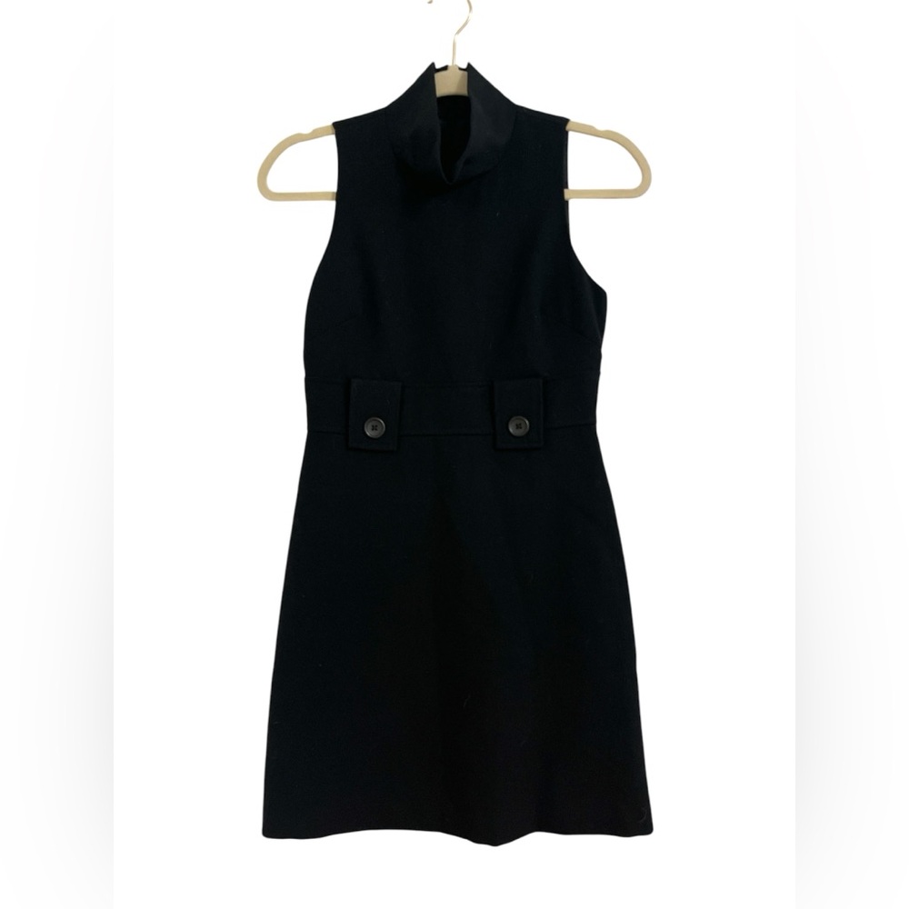 Banana Republic Black Sleeveless Midi Dress with Mock Neck